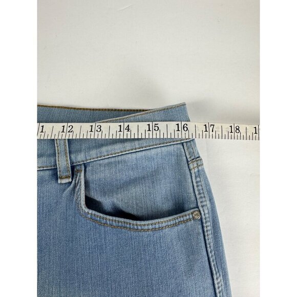 Lafayette 148 Light Wash Blue Denim Jeans Cropped Wide Leg Size 12 GUC READ - Picture 7 of 11